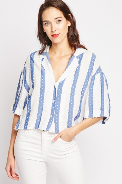 Textured Striped Slouchy Shirt